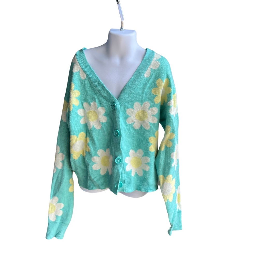 art class girls flower blue sweater size L 10/12